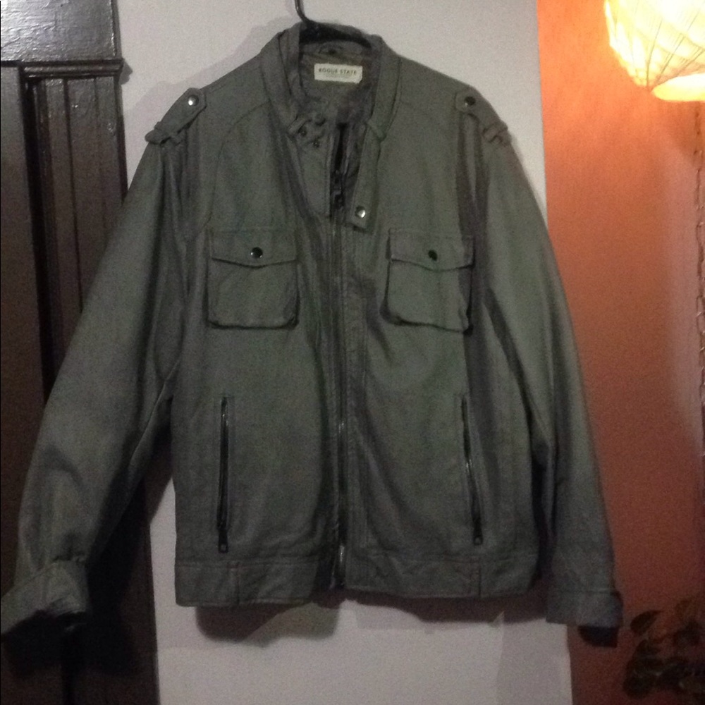 Vintage Rogue State Gray leather jacket
